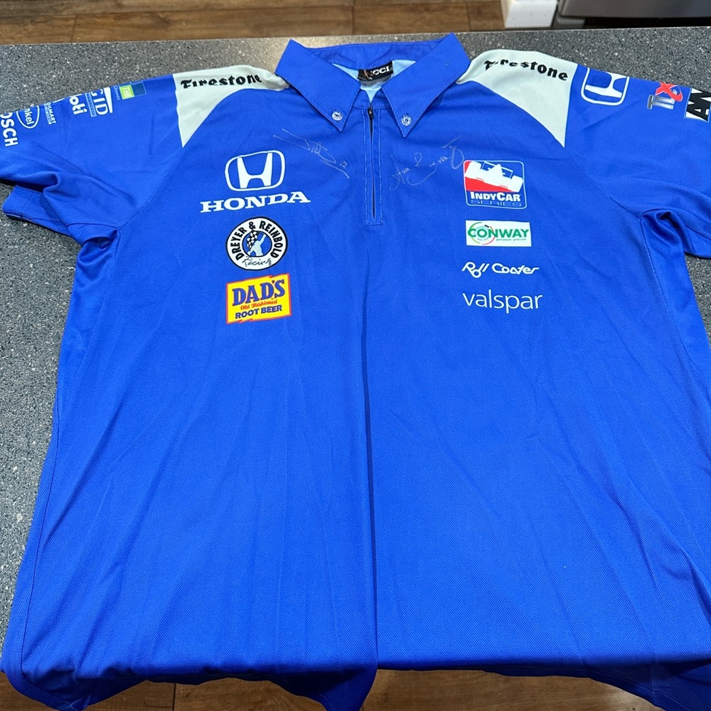 Indy car polo signed by drivers UNISEX Size M